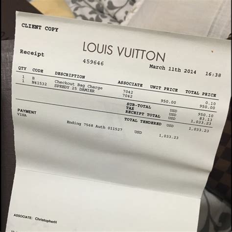 fake lv receipt